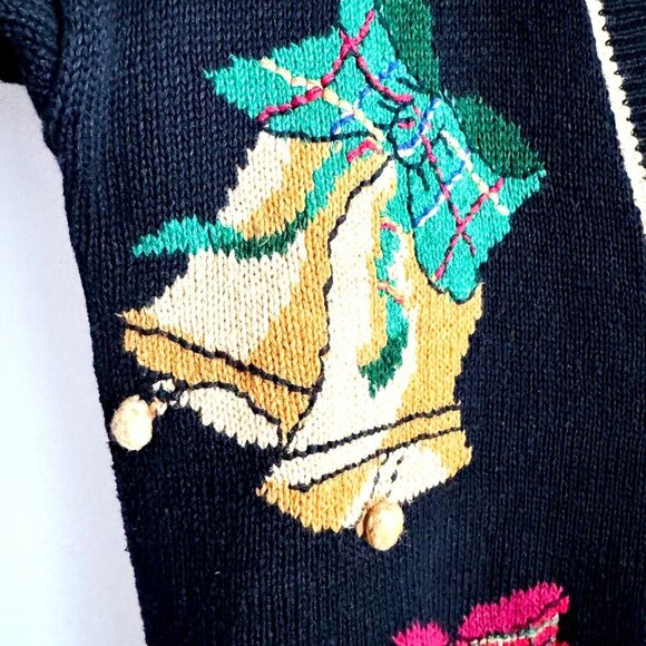 Norton McNaughton Christmas Bells Colourful Ramie Cotton Blend Cardigan M - Picture 3 of 7
